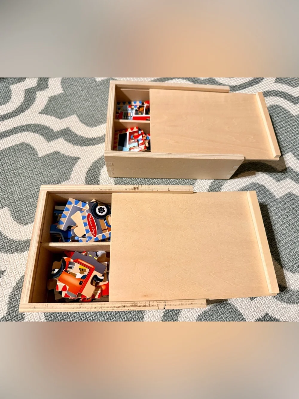 Melissa & Doug Wooden Jigsaw Puzzles in a Box Vehicles 8 Puzzles (2 Sets)